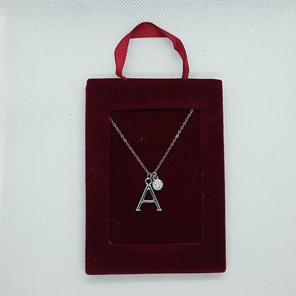Silver Tone A Necklace - Picture 1 of 3